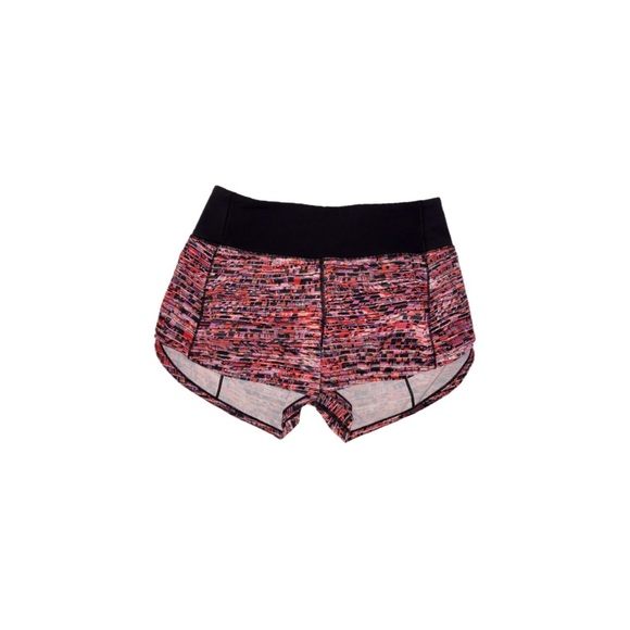 Lululemon Speed Up Short 4 inch (Updated Fit) Orange Multi Black - Size 4 Tall - Picture 1 of 14